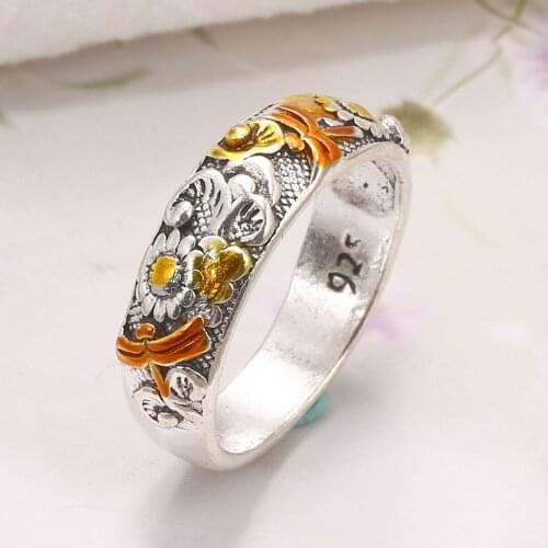 Vintage Carved Ring Unisex Flower Dragonfly Animal Male and Female Rings Party Anniversary Gift for Friend Ring Jewelry