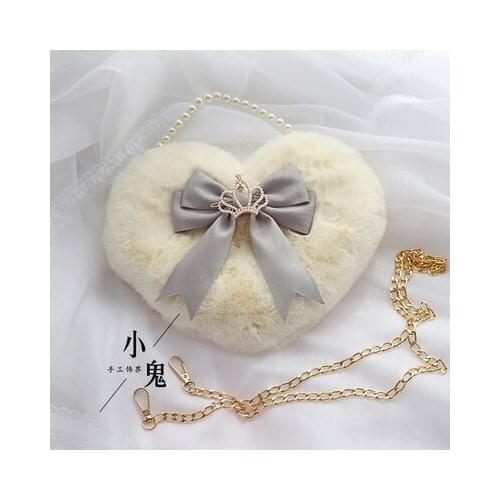 Japanese heart-shaped cute Lolita girl one-shoulder messenger bag love small bag female JK uniform lolita bag