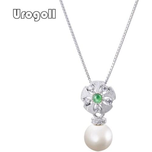 Fine Jewelry Pure 925 Sterling Silver Pearl Pendant Necklaces For Women Bride Romantic Wedding Party Solid Silver 925 Jewelry