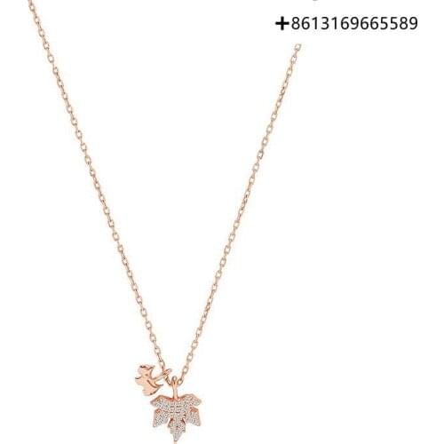 Fashion 925 silver necklace female maple leaf temperament simple jewelry female clavicle chain female lovers gift