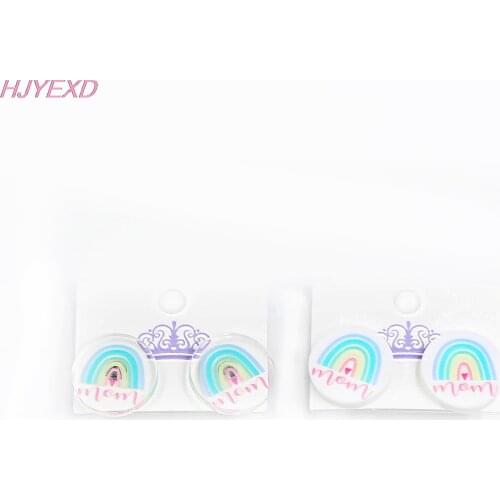 1pair) rainbow mum Print Stud Earrings fashion Earrings Acrylic Earrings