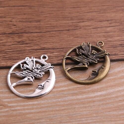 10PCS 26*31mm Metal Alloy Two Color Beautiful Angel Charms Pendant for Jewelry Making DIY Handmade Craft