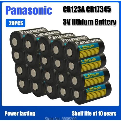 20PC New Panasonic CR123 CR123A CR 123A 123A CR 123 A123 CR17345 16340 3V Lithium Battery for Camera Flashlight dry primary cell