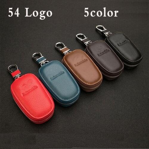 2021 Leather Car Key Cover Key Case With Car Logo For Toyota Honda Volkswagen Mercedes Volvo Ford BMW Audi Lexus Nissan Hyundai