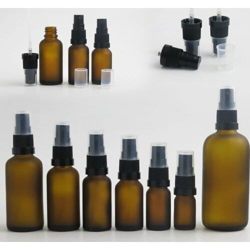 5 10 15 20 30 50 100 ml matte frost amber glass perfume e liquid parfum spray bottle with black tamper evident Sprayer 10pcs