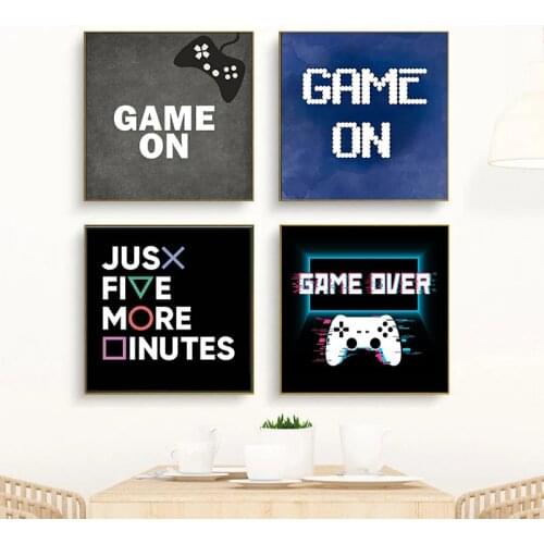 Abstract Graffiti Game Over Poster Printing Wall Pictures for Living Room Home Decor Animals Graffiti Art Letter Canvas Prints