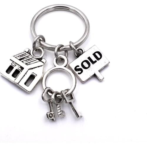 Real Estate Agent Keys Keychain House Keys Sold Charms Realtor Jewelry Keyring Gifts for Women Men