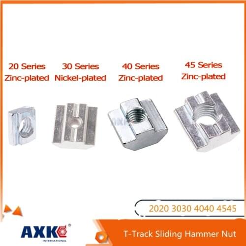 AXK 2020 3030 4040 4545 Aluminum Extrusion Profile T Block Square Nuts M3 M4 M5 M6 M8 M10 T-Track Sliding Hammer Nut T Slot Nut