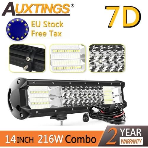 Auxtings 14inch 216w Tri rows movable bracket IP67 waterproof high power 14'' 7D 3-Row LED light bar offroad 4WD Truck 12V 24V