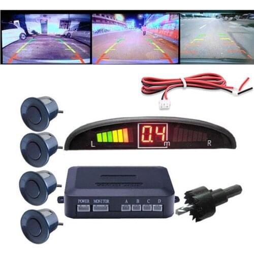 4 Parking Sensors LED Display Car Backup Reverse Radar System Warning Alarm Kit car Accessories