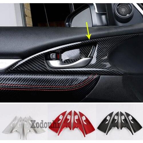 Car Detector Stick Frame Trim Door Inner Built Handle Bowl Armrest Moulding Parts For Honda Civic 10th Sedan 2019 2020 2021
