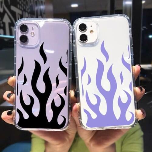 ZUIDID Fashion Pink Flame Pattern Phone Case For iPhone 7 12Mini 11 Pro XS MAX 6 8Plus X XR SE20 Fire Clear Soft TPU Cover Coque