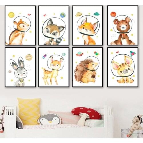 Raccoon Squirrel Bear Pig Hedgehog Deer Rabbit Wall Art Canvas Painting Nordic Posters And Prints Wall Pictures Kids Room Decor