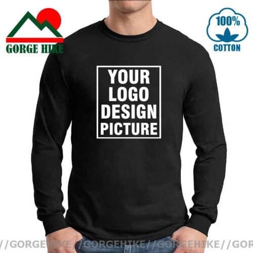 GorgeHike Create Your OWN Design Brand Logo Picture Custom Men Women DIY T shirt Long Sleeve Company Long Name T-Shirt Customize