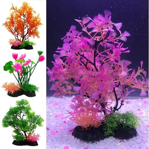 Simulation Aquatic Plants Fish Tank Plastic Seaweed Decoration Fake Lotus Artificial Plant Pet Fish Playground Products Decor