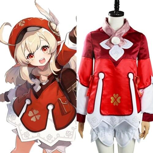 Game Genshin Impact Klee Cosplay Costume Coat Hat Outfits Halloween Carnival Suit