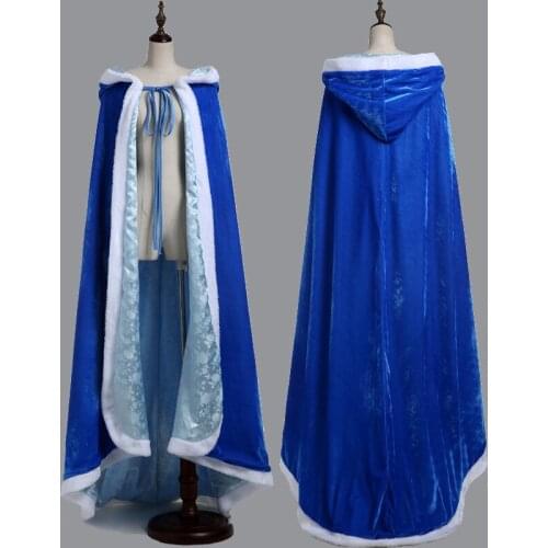 Cartoon Movie Cosplay Princess Dress Costume Adult Women Blue Cape Fancy Halloween Role-playing Cloak