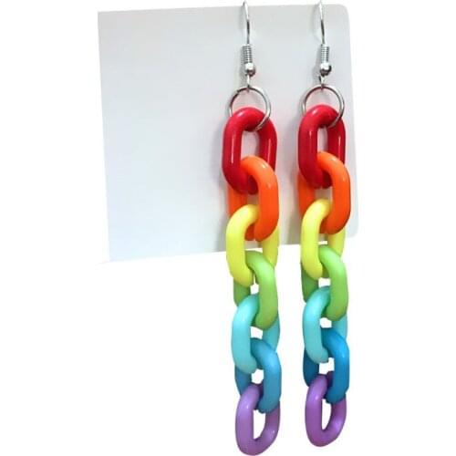 Creative and Cool Jumping di Harajuku Style Acrylic Rainbow Chain Earrings Personalized Fashion Earrings Women
