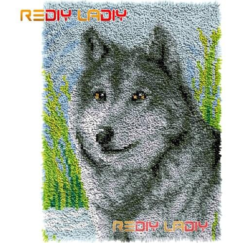 Latch Hook Rug Forest Wolf Crocheting Wall Tapestry Kits DIY Carpet Rug Chunky Yarn Needlework Knitted Floor Mat Hobby & Crafts