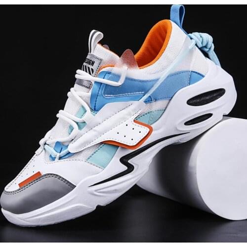 Thick Sole Chunky Sneakers for Men Running Shoes Mens Summer Sports Shoes Sport Male White Blur Basket Trainers Tennis GMD-0713