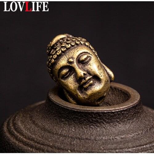 Copper Buddha Head Knife Bead Buddhism Keychains Pendants Vintage Brass Umbrella Rope Hangings Accessories DIY Paracord Jewelry