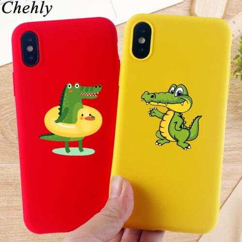 Cute Crocodile Phone Case for IPhone 6s 7 8 11 Plus Pro X XS MAX XR Funny Cases Soft Silicone Fitted TPU Back Cover Accessories