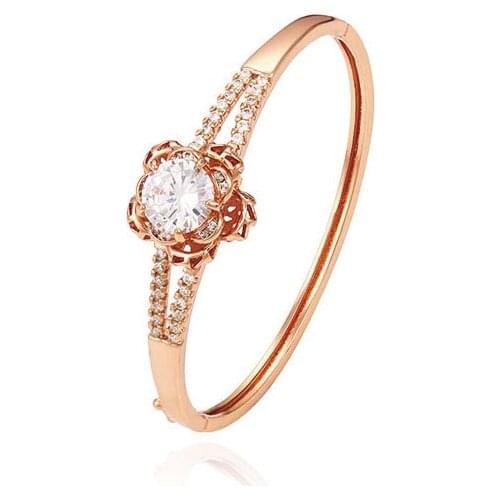 MxGxFam Rose 585 Gold Plated AAA+ Zircon Bangles and Bracelets for Women 57 mm Fashion Jewelry