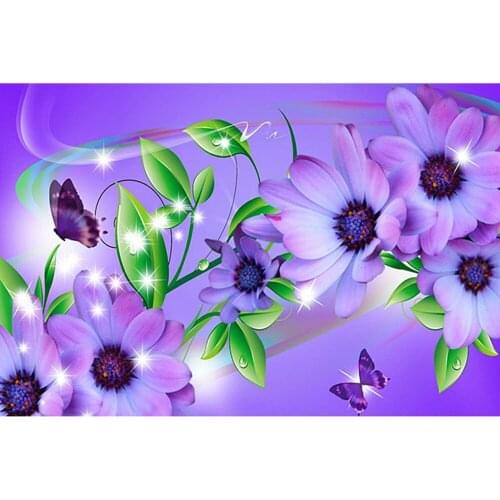 Purple Flower And Butterfly Embroidery Kit Needlework Craft Set Cotton Thread Canvas Printed Christmas Gift Home Decor Hot Sell