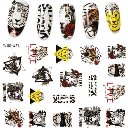 Animal Design Nail Stickers Tiger Butterfly Panda Dog Leopard Lion Whale Wolf Stickers For Nails All For Manicure Nail Art Decor