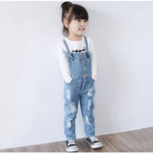 New Baby Girls Denim Overalls High Quality Kids Overall Jeans Spring & Autumn Children Trousers Jumpsuit 2-10T Bib Pants