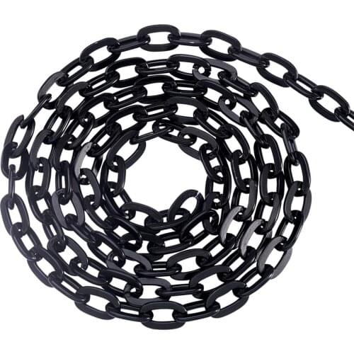 Pandahall 5meter Black Chain Oval Aluminium Cable Chain Unwelded Necklace Chains Bulk for DIY Jewelry Making Material 9x15x1.8mm
