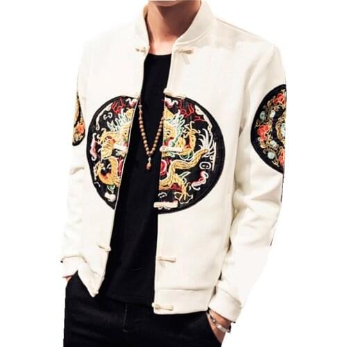 Chinese Black Style Casual Baseball Jacket Mens Jackets And Coats Bomber Jacket Mens Spring Autumn Embroidery Clothing