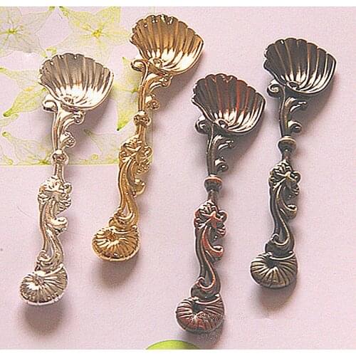 Conch Sea shell carp pattern golden silvery color retro coffee Ocean series stereo animal ice cream spoons