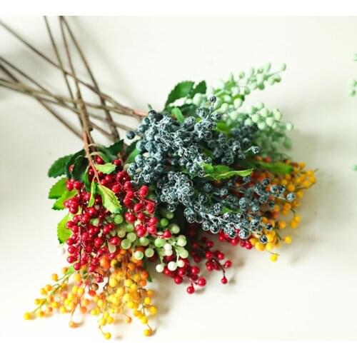 Christmas Decorative Red Berry beans Artificial Pistachio Fake Flower Home Wedding Party Decorative Foam Flower Bouquet