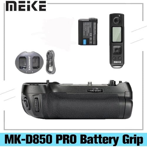 Meike MK-D850 Pro Battery Grip with 2.4G Wireless Remote Control for Nikon D850 + 2*EN-EL15 Battery + USB Dual charger