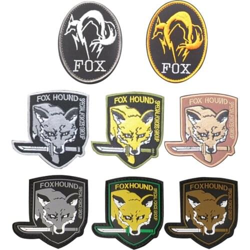 FOX HOUND Embroidered Patch Special Force Military Sticker Sheild Shape Decal Army Tactical Patches