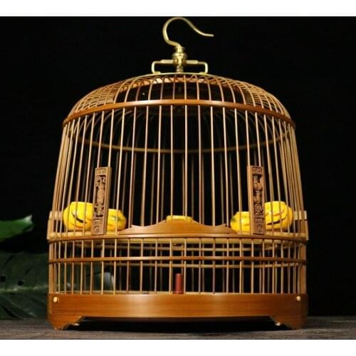 Old bamboo purple bamboo melon skin cage live bottom remove the round cage with embroidered eyes mussels mullet bamboo birdcage