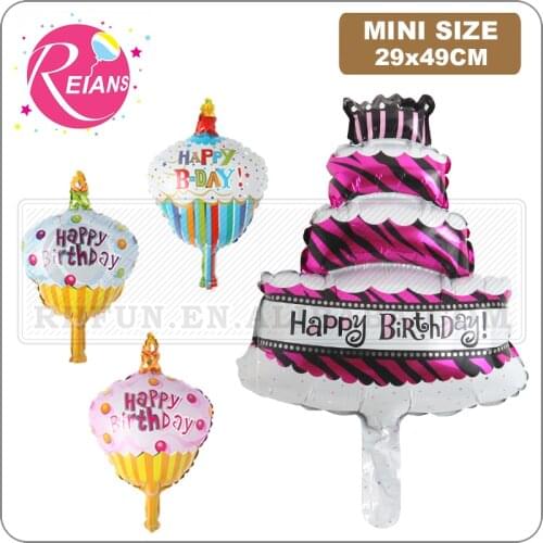 Mini Three layer Happy Birthday party decorations kids Cake Foil Balloons Baby Shower Birthday Supplies children Air Globos