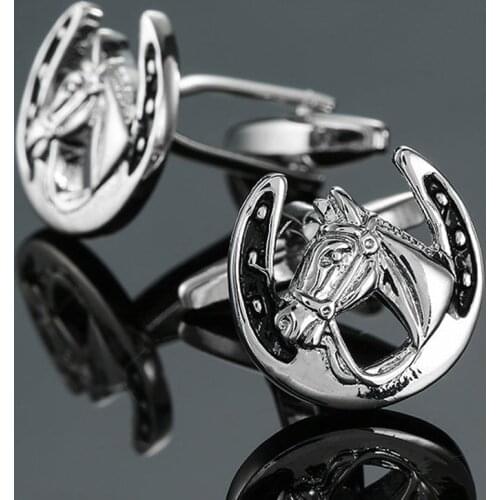High quality mens shirt Cufflinks fashion suit classic jewelry brand horse Cufflinks engineer business shirt badge pin gift
