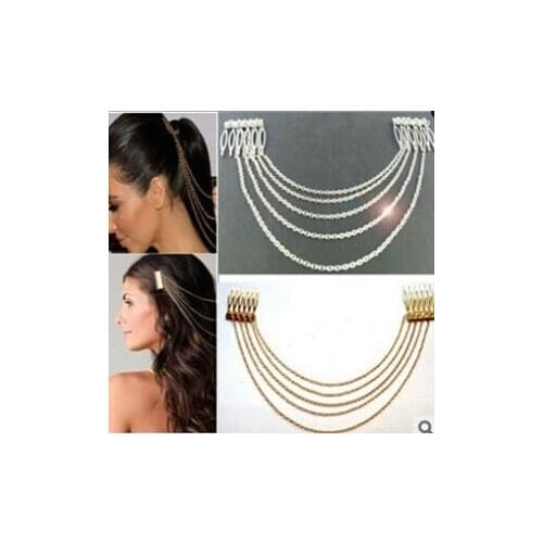 Korean fashion punk metal chain tassel long hairpin comb hair accessories for women Free Shipping