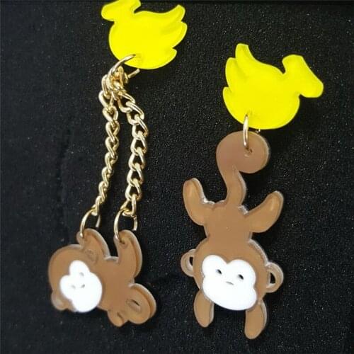 New Club Hyperbole Kawii Banana Animal Monkey Acrylic Long Earring for Women Trendy Fashion Cool Stud Earrings Dropshipping
