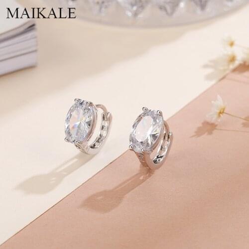 MAIKALE Classic Small Hollow Earrings Design MultiColor Cubic Zirconia Stud Earrings for Women Jewelry Wedding Party Gift