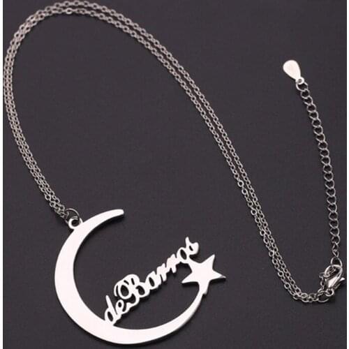 Custom Moon Jewelry Necklace Crescent Moon And Star Necklace Women Statement Necklace Stainless Steel Romantic Girlfriend Gift