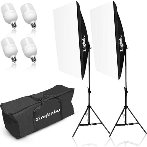 Zingbabu 4x25W LED Studio Lighting Kit Softbox Photo Studio Set + Carrying Bag Professional Continuous Light System For YouTube