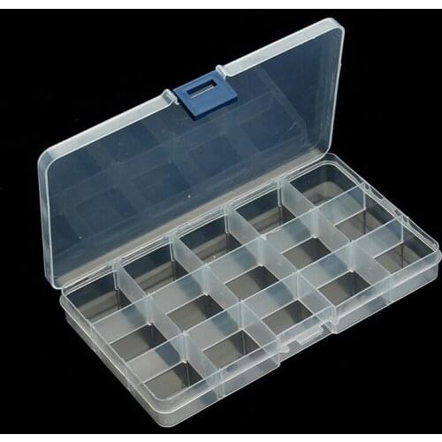 15 Grids Compartment Plastic Storage Box pearls Square diamond painting Jewelry Bead Case Display Organizer Container