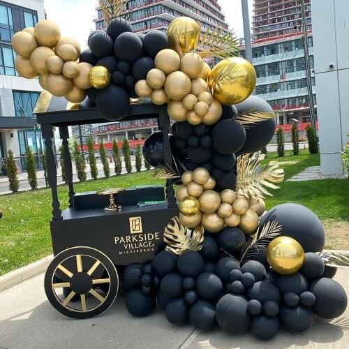 171Pcs Black Gold Balloons Garland Gold 4D Helium Ballons Black Balloon Arch for Graduation Birthday Party Background Decoration