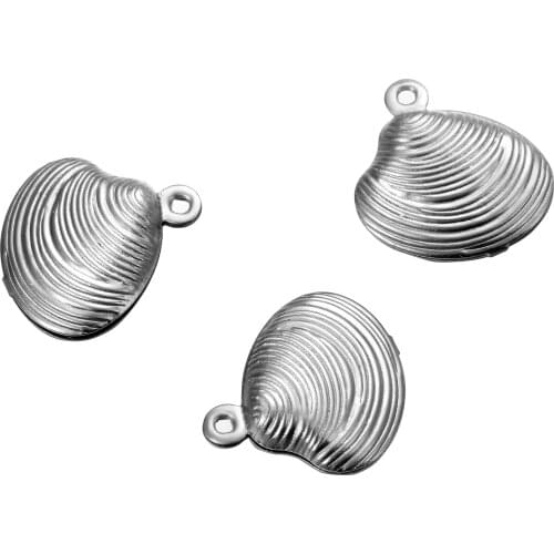 20 pcs silver tone stainless steel sea shell heart charm,Sea animal DIY jewelry makings ,Hypoallergenic and not turn off color