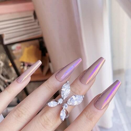 24pcs Fake Nails With Glue Gourd Purple Wear Long Paragraph Fashion Manicure Patch False Nails Save Time Press On Nails DL