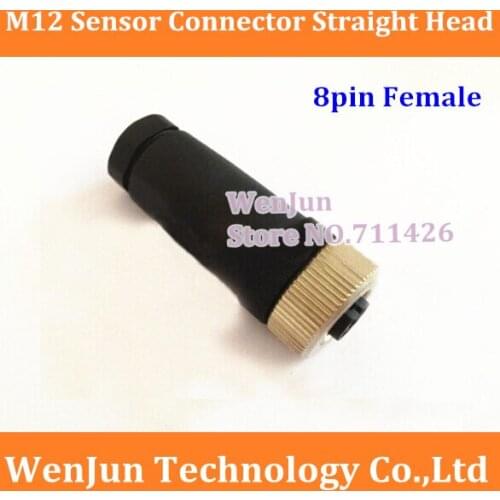 50PCS Free Shipping M12 8pin Aviation plug/Connector ,Straight head 8 core Female Sensor plug
