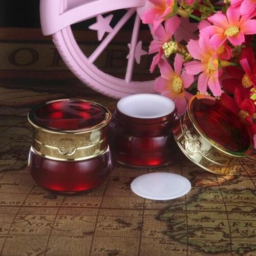 50pc/lot 5g/10g Red Plastic Cosmetic Jar,Empty Lotion Container,Refillable Jar,Eyecream Box,Acrylic High End Makeup Packing